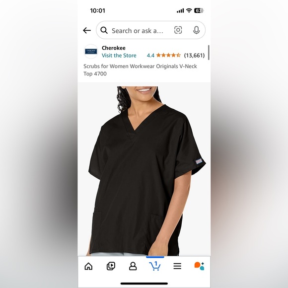 Cherokee XS scrub top, Black (BLKW) - Picture 3 of 6